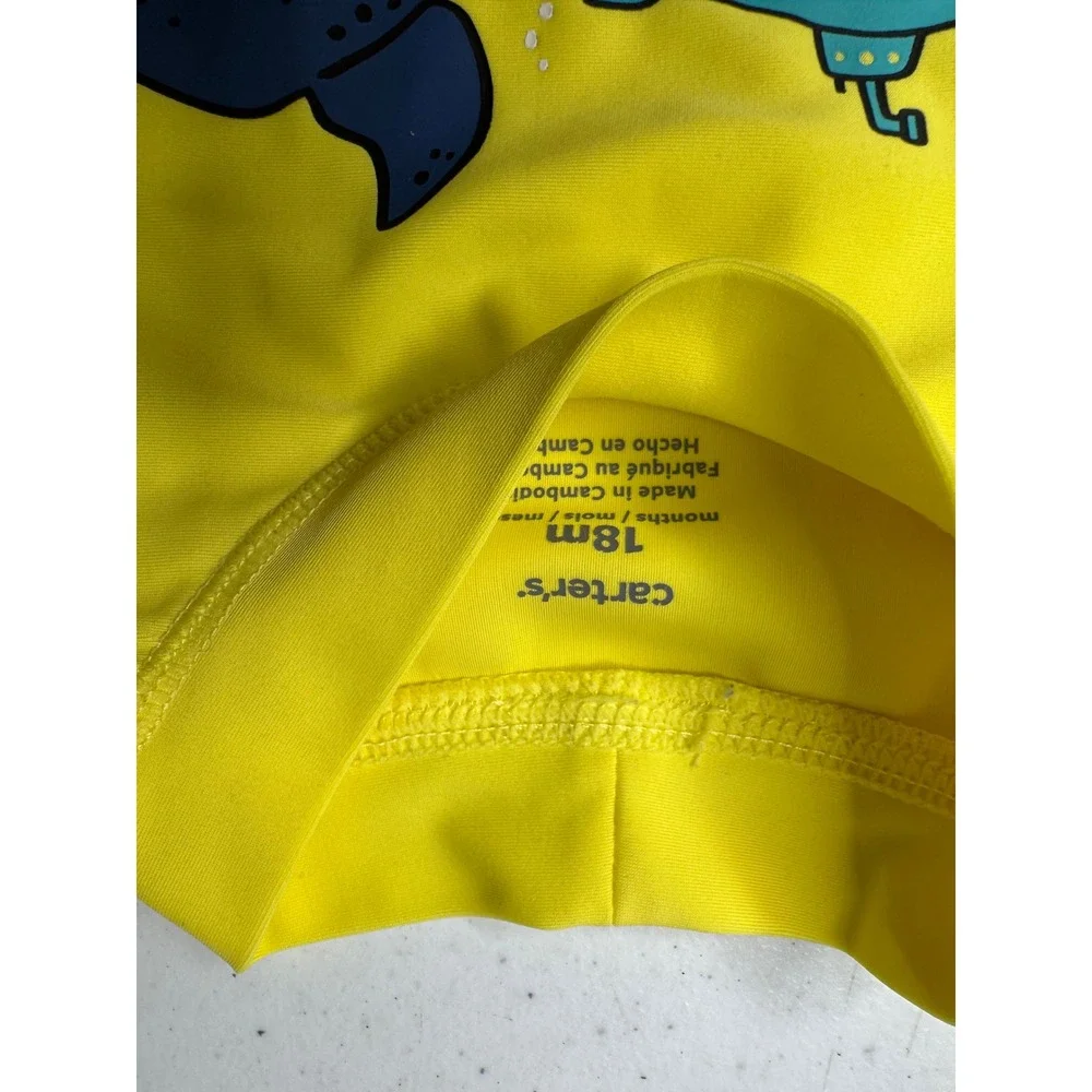 Carters Baby Boy Yellow Whale Submarine Rash Guard Swim Shirt 18M